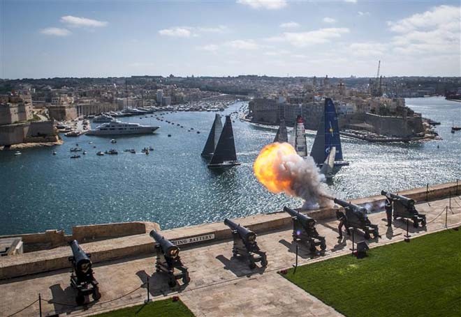 Start of the 33rd Rolex Middle Sea Race (Group 6 - Purple) from Saluting Battery ©  Rolex/ Kurt Arrigo http://www.regattanews.com